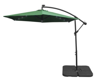 Green 3m LED Cantilever Parasol & Plain Base